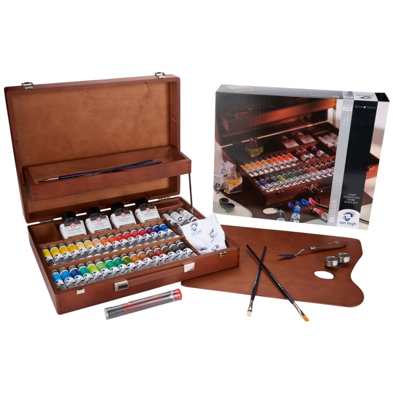 Royal Talens Van Gogh olieverf set superior, houten koffer, 32×20 ml + 2×60 ml tubes
